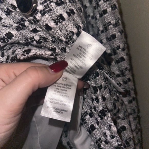 New Rachel Zoe Black White Double Breasted Tweed Button Blazer Jacket Career XS - Picture 7 of 11
